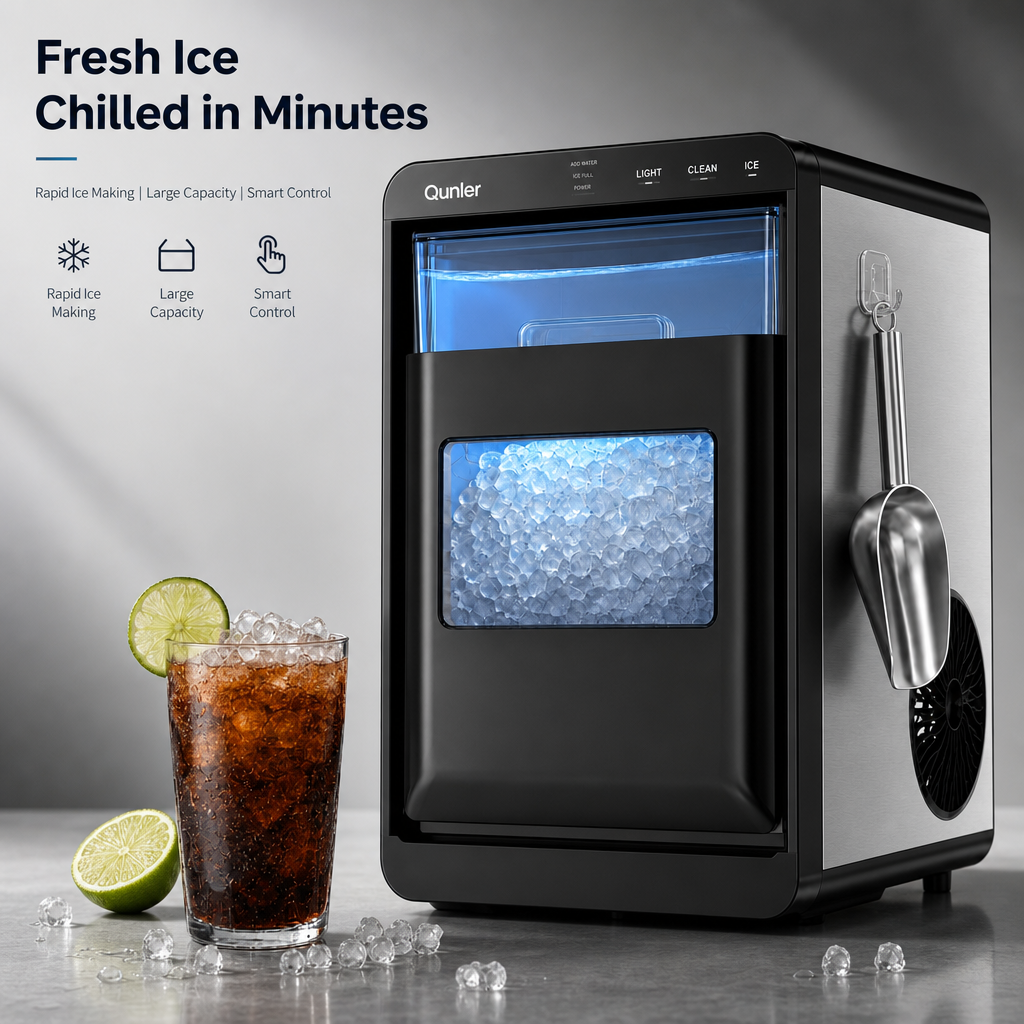 Countertop Portable Ice Maker Machine, Rapid Pellet Ice Production with LED Visible Window & Auto Self-Clean Function