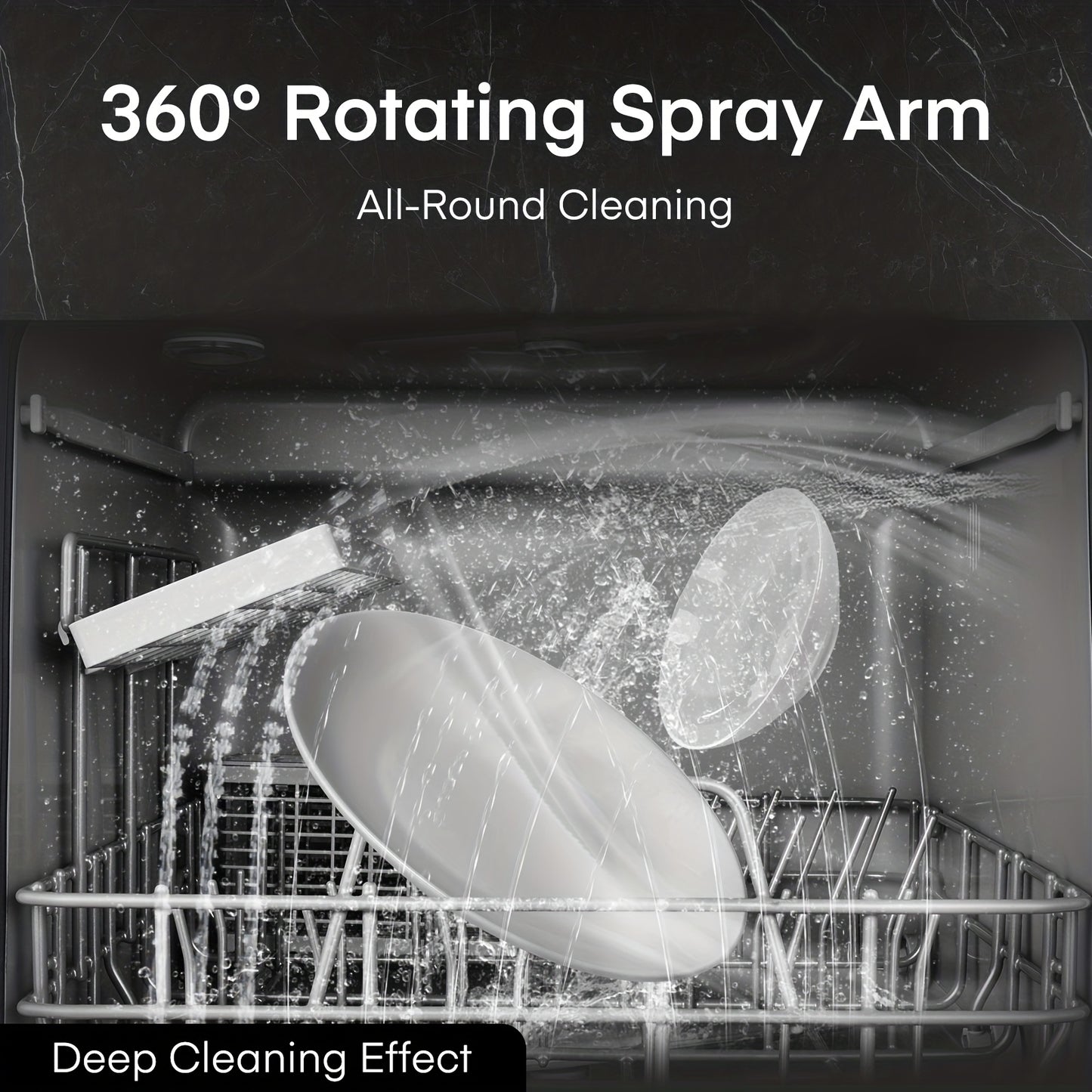 Countertop Portable Dishwasher 6 Washing Modes Hot Air Dry Storage 360° Spray Dual Water Supply Mini Dishwasher for 2-3 People