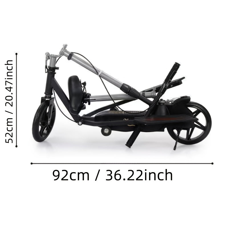 Foldable Height Adjustable Kick Scooter with Seat Shock Absorbing Carbon Steel Commuter Scooter Portable for Adult Travel