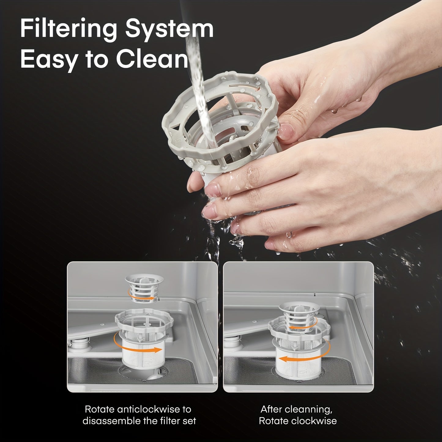 Countertop Portable Dishwasher 6 Washing Modes Hot Air Dry Storage 360° Spray Dual Water Supply Mini Dishwasher for 2-3 People