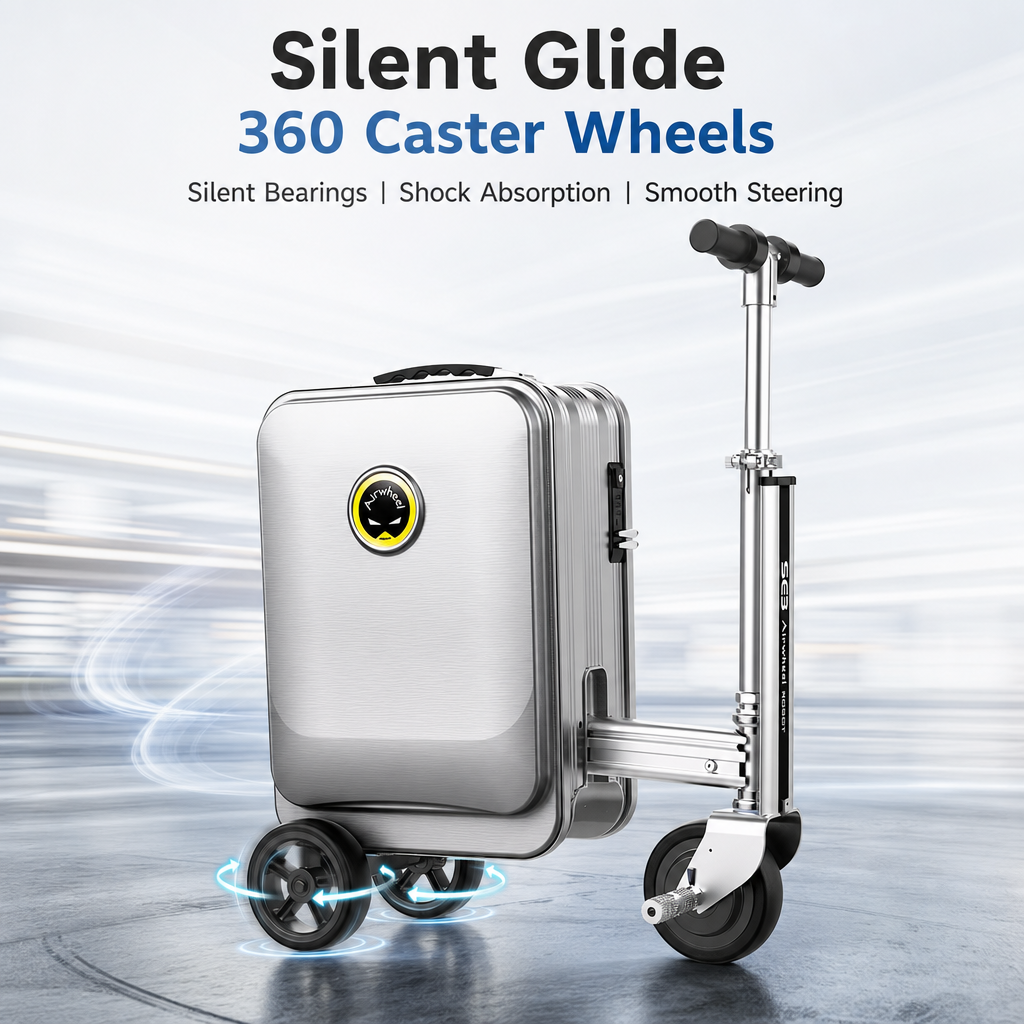 2-in-1 Rideable Carry On Luggage | Foldable Scooter Suitcase with TSA Lock & Silent 360° Wheels