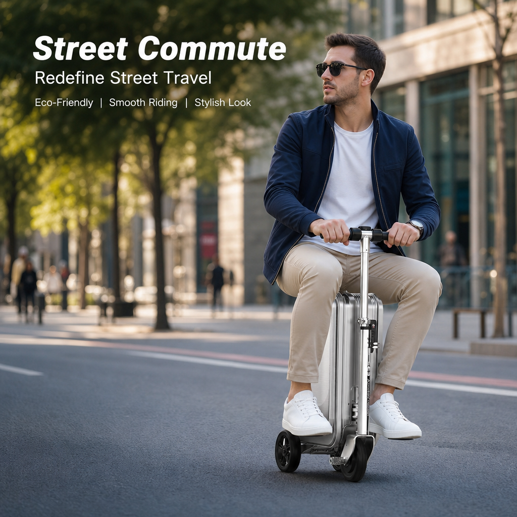 2-in-1 Rideable Carry On Luggage | Foldable Scooter Suitcase with TSA Lock & Silent 360° Wheels