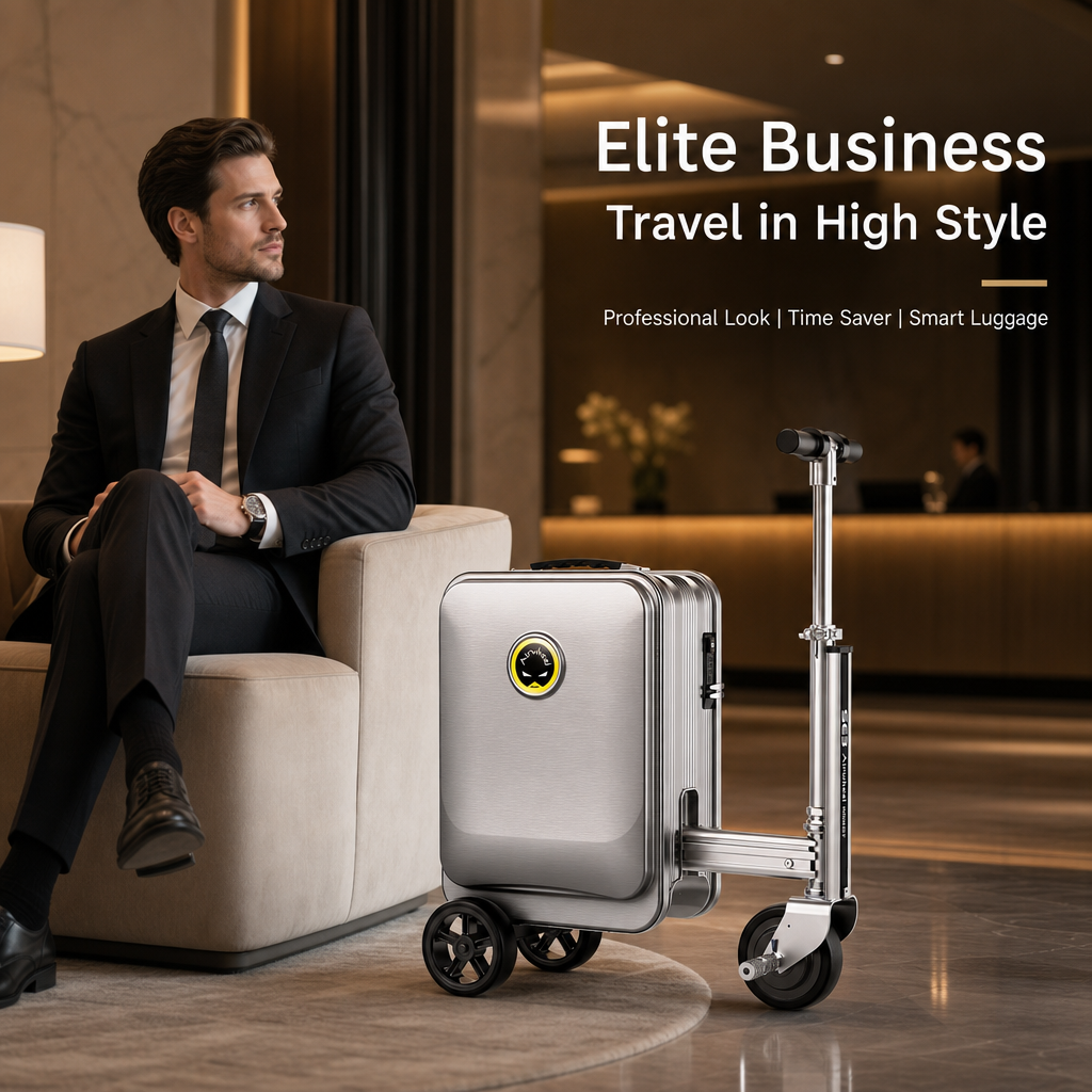 2-in-1 Rideable Carry On Luggage | Foldable Scooter Suitcase with TSA Lock & Silent 360° Wheels