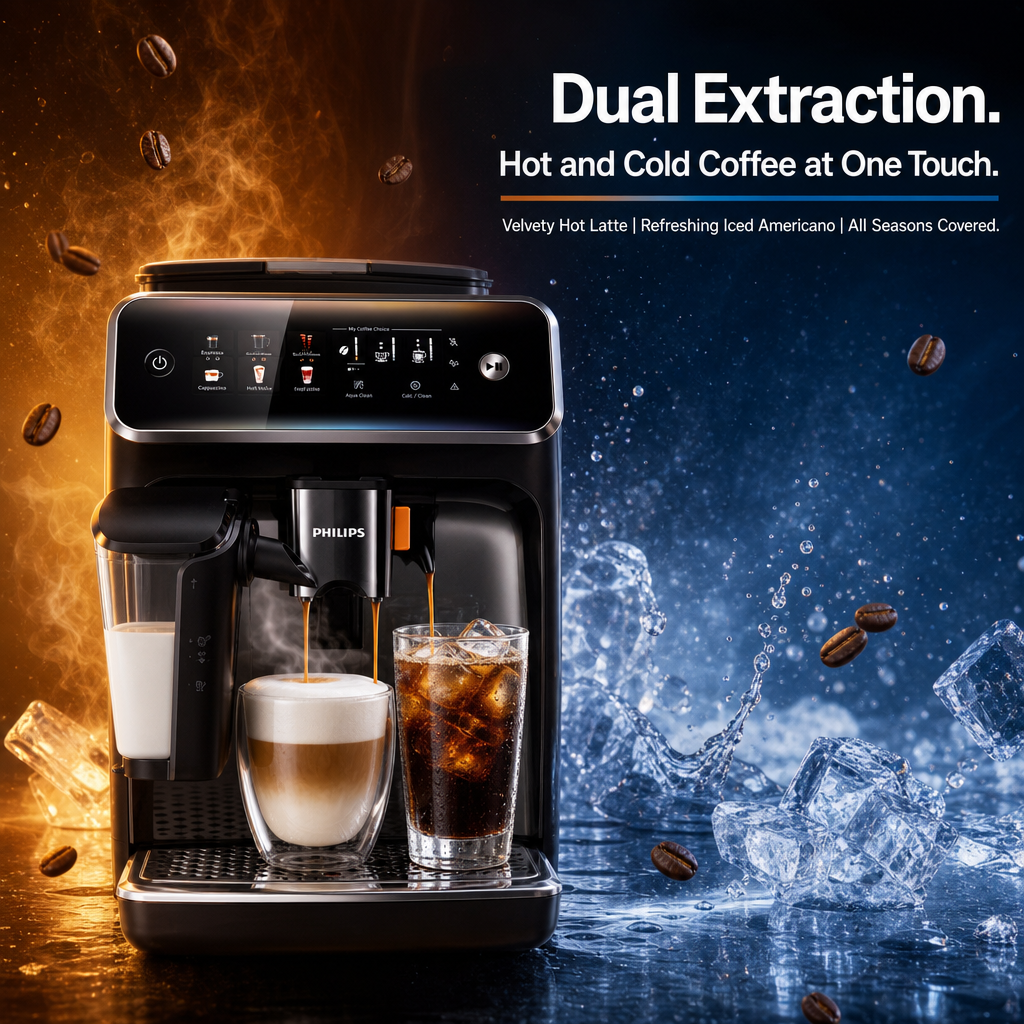 18-in-1 Fully Automatic Espresso Machine | One-Touch Hot & Cold Coffee Maker with Silent Grinding