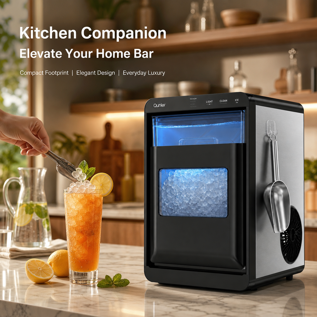 Countertop Portable Ice Maker Machine, Rapid Pellet Ice Production with LED Visible Window & Auto Self-Clean Function