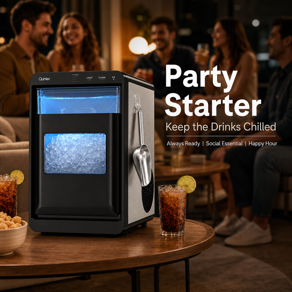 Countertop Portable Ice Maker Machine, Rapid Pellet Ice Production with LED Visible Window & Auto Self-Clean Function