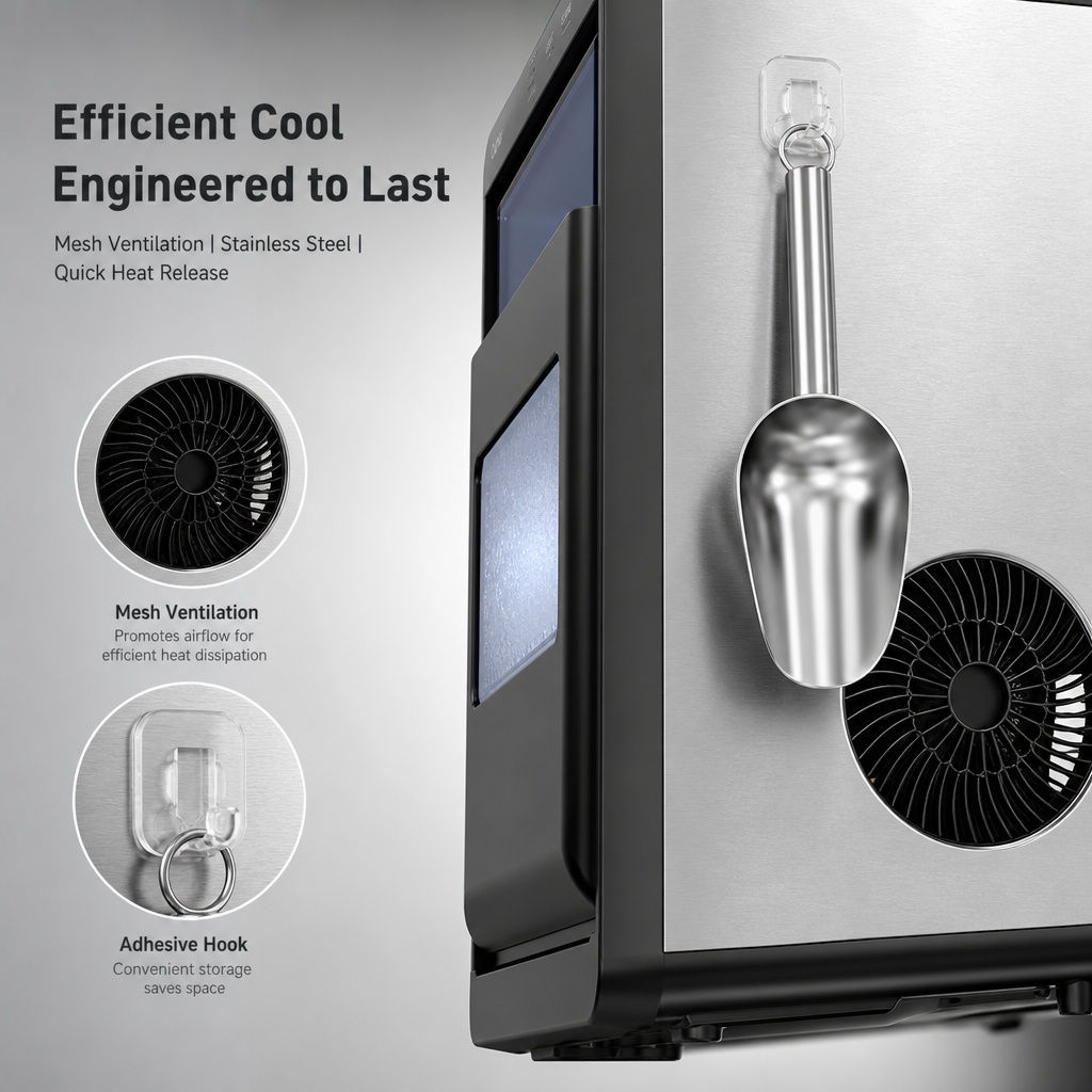 Countertop Portable Ice Maker Machine, Rapid Pellet Ice Production with LED Visible Window & Auto Self-Clean Function