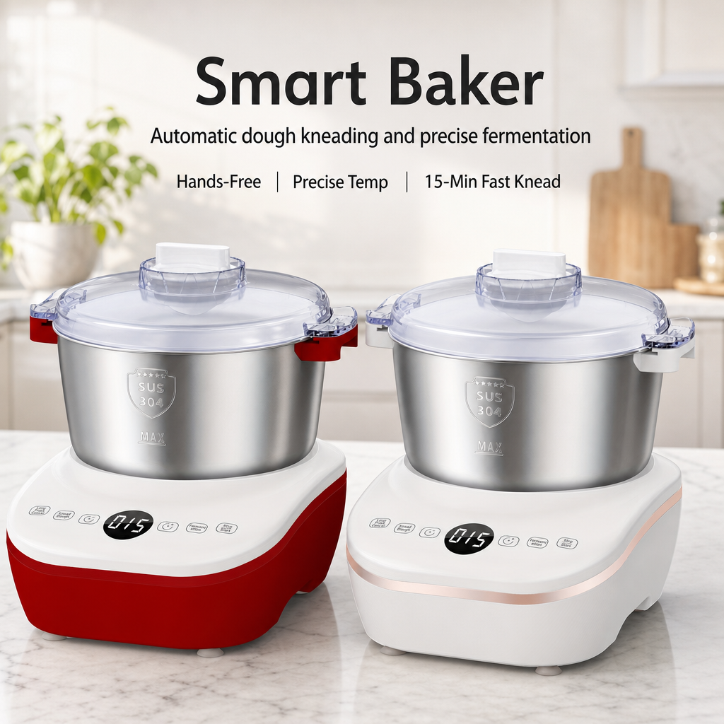 Automatic Dough Maker with Fermentation Function, 15 Mins Fast Knead, SUS304 Stainless Steel Bowl Smart Dough Mixer for Bread Buns Pizza