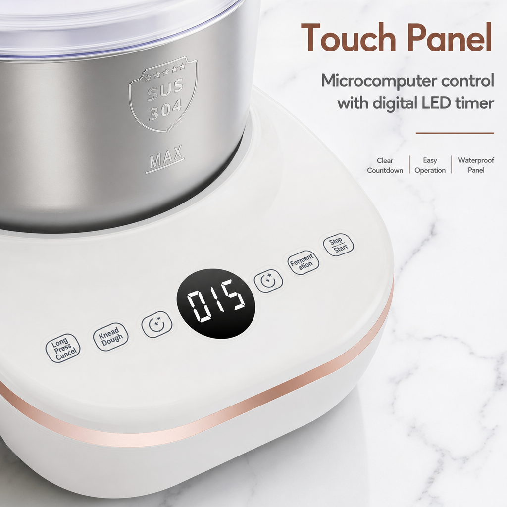 Automatic Dough Maker with Fermentation Function, 15 Mins Fast Knead, SUS304 Stainless Steel Bowl Smart Dough Mixer for Bread Buns Pizza