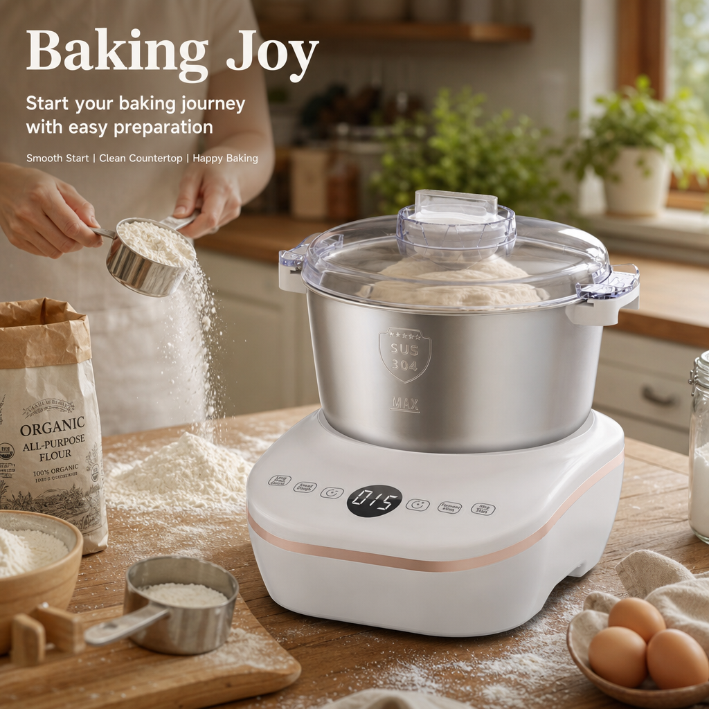 Automatic Dough Maker with Fermentation Function, 15 Mins Fast Knead, SUS304 Stainless Steel Bowl Smart Dough Mixer for Bread Buns Pizza