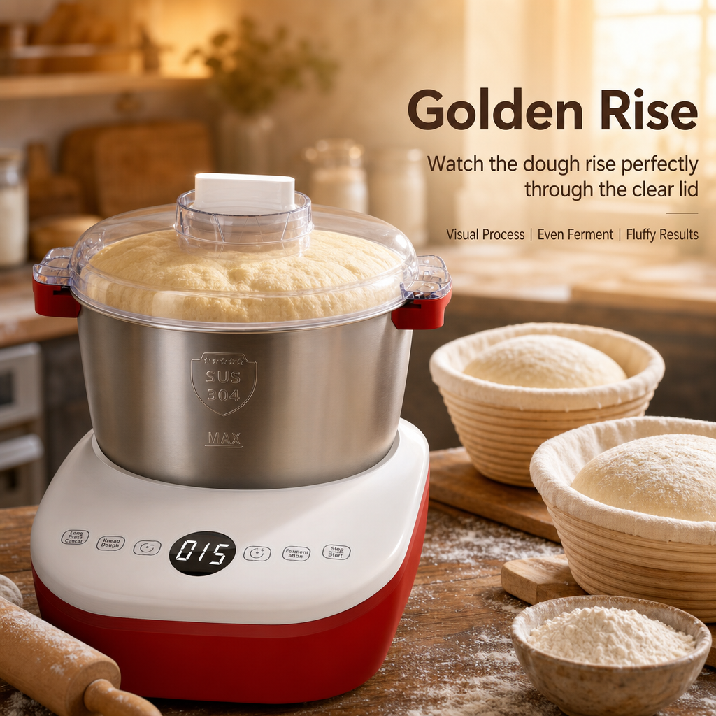 Automatic Dough Maker with Fermentation Function, 15 Mins Fast Knead, SUS304 Stainless Steel Bowl Smart Dough Mixer for Bread Buns Pizza