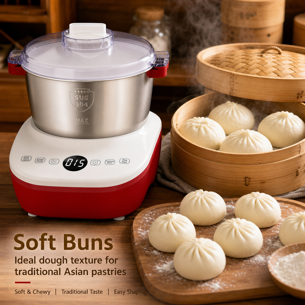 Automatic Dough Maker with Fermentation Function, 15 Mins Fast Knead, SUS304 Stainless Steel Bowl Smart Dough Mixer for Bread Buns Pizza