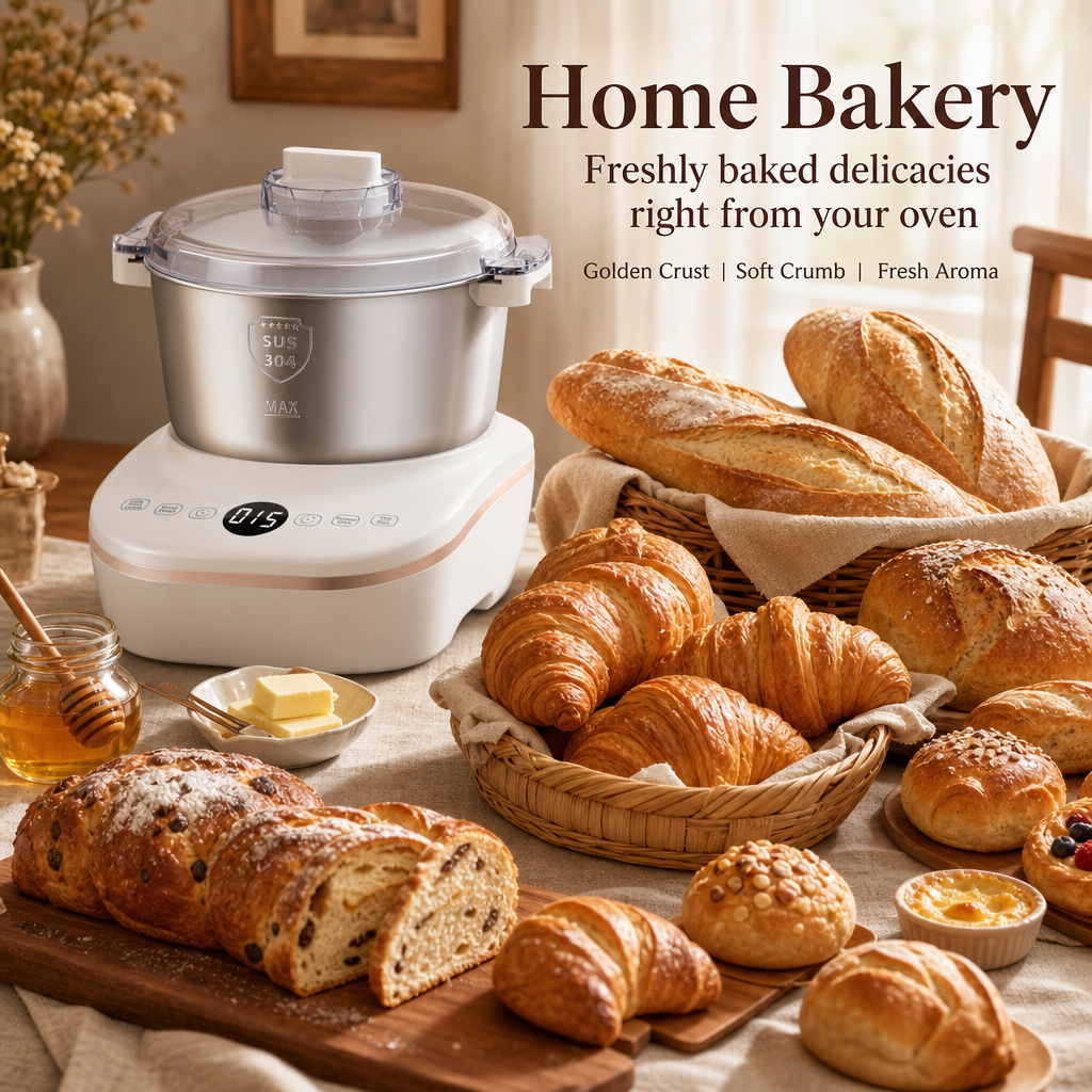 Automatic Dough Maker with Fermentation Function, 15 Mins Fast Knead, SUS304 Stainless Steel Bowl Smart Dough Mixer for Bread Buns Pizza