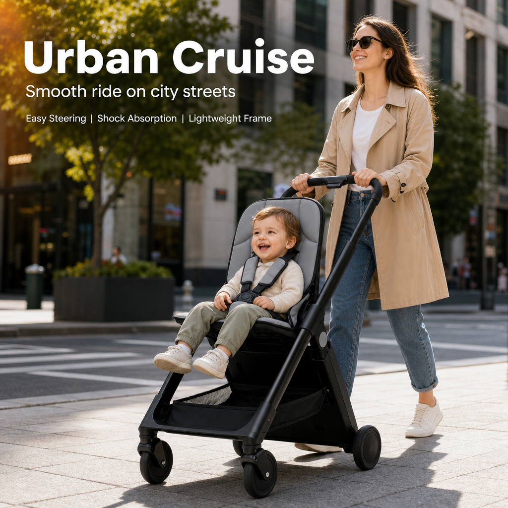 Cabin Approved Foldable Travel Stroller | 3-Second Compact Fold Lightweight Baby Stroller with 5-Point Harness