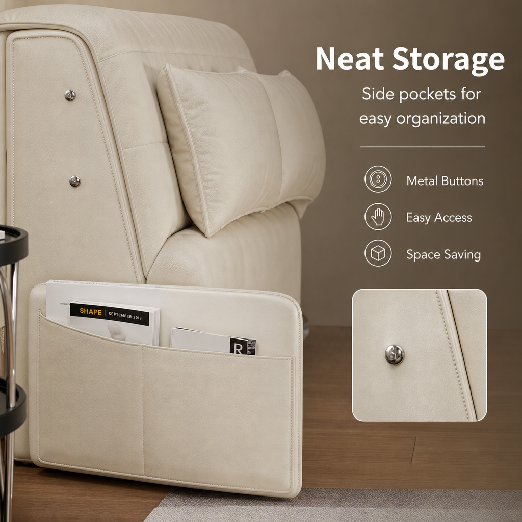 3-in-1 Convertible Folding Sofa Bed, Multi-Mode Couch Lounger Guest Bed with Silent Wheels & Side Storage Pockets, Modern Cream Fabric Sleeper Sofa for Apartment Office