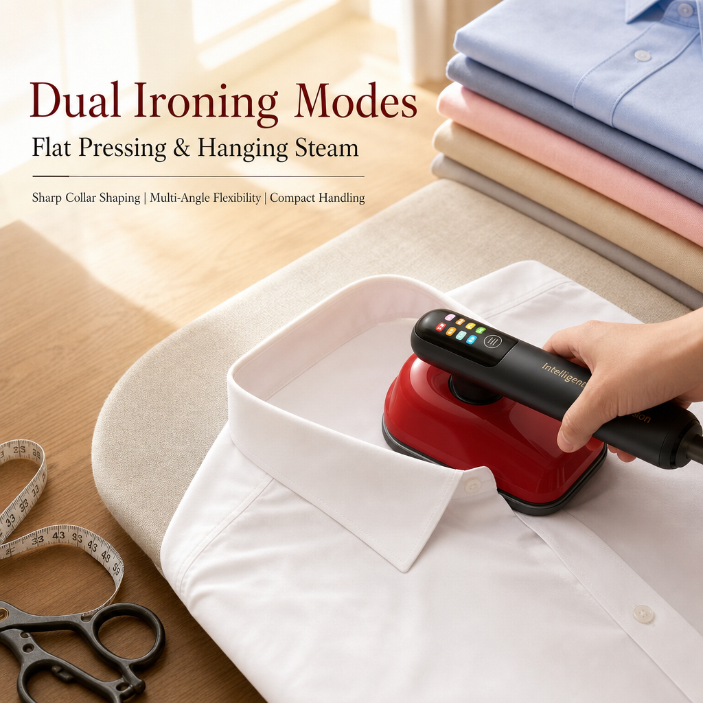 Portable Garment Steamer Iron, Multi‑Mode Steam Iron for All Fabrics, Hanging & Flat Press Clothing Steamer for Home Office Travel