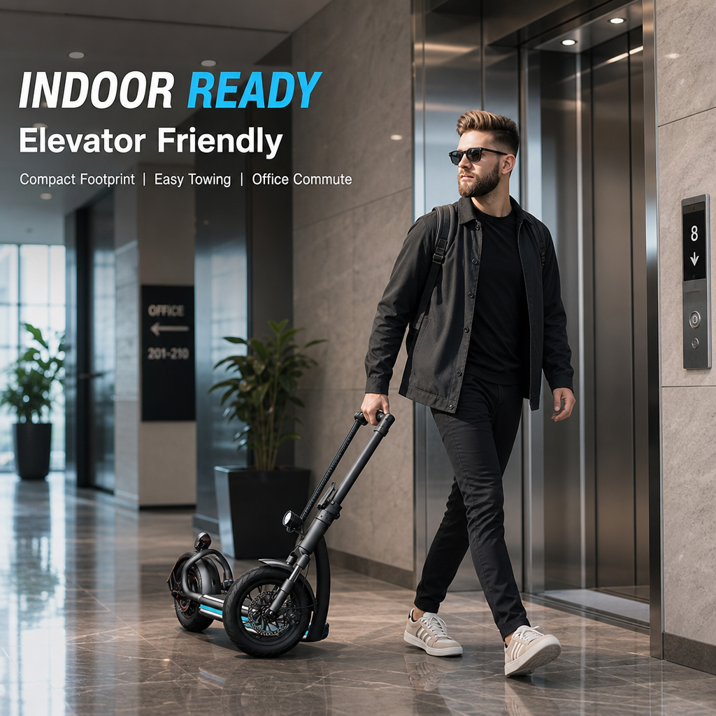 Folding Electric Scooter with Detachable Seat, 48V Powerful Motor Dual Shock Absorption Commuter E‑Scooter for City Travel