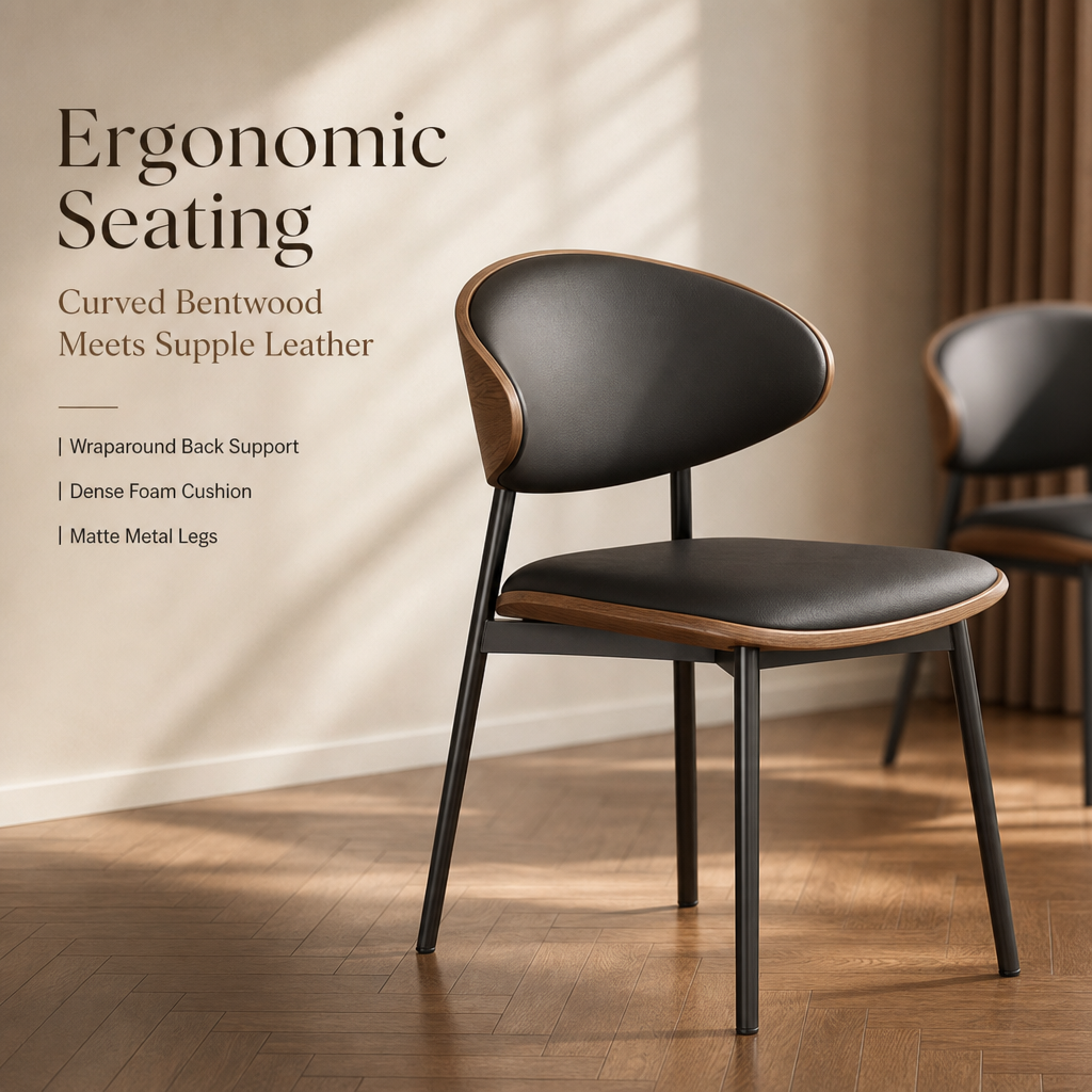 Modern Black Dining Table Set with 6 Ergonomic Chairs, Smoked Acrylic Base Rectangular Dining Room Furniture