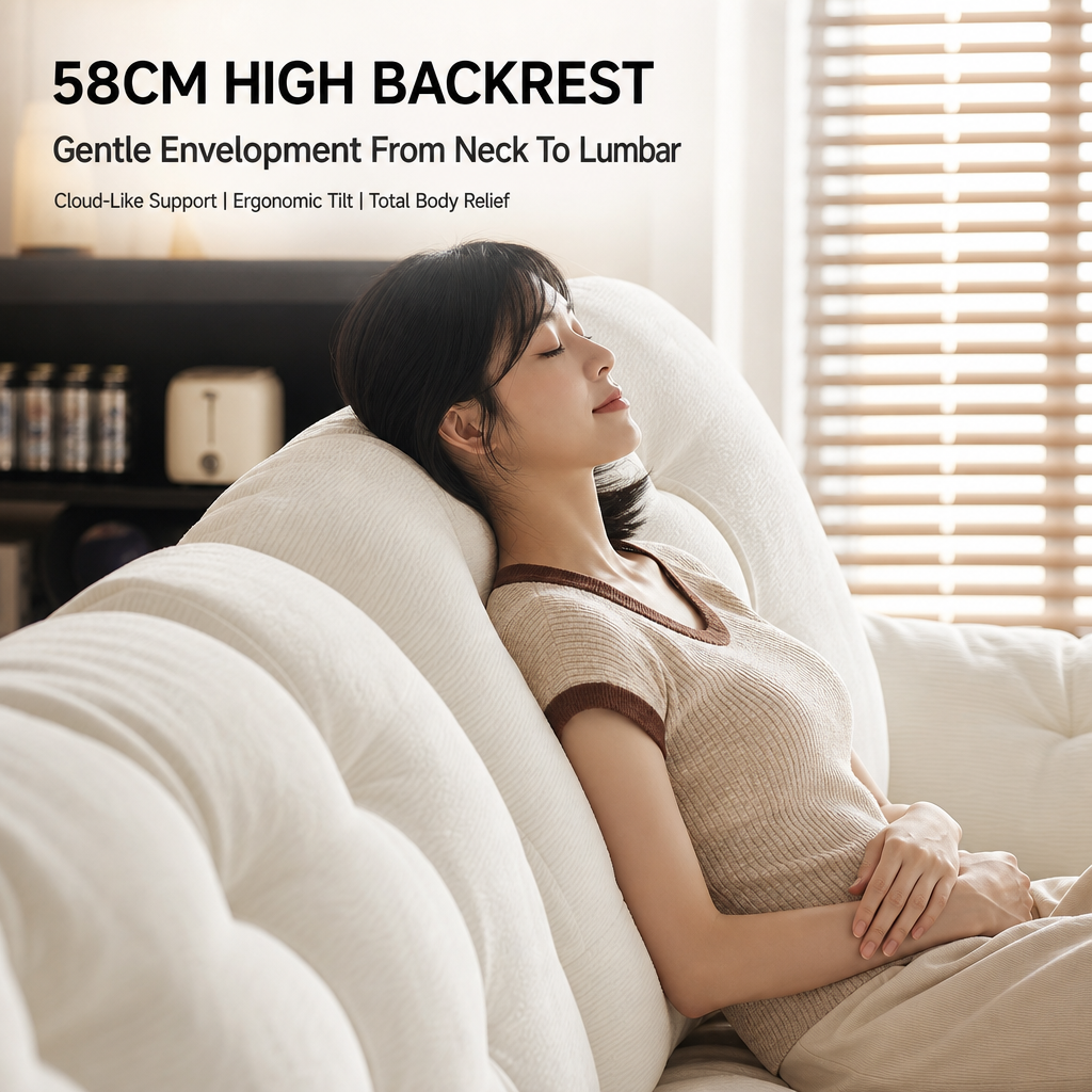 Cloud‑Like Deep Seating Sofa, Cream Corduroy Oversized Couch with Phone Holder & USB Charging for Living Room
