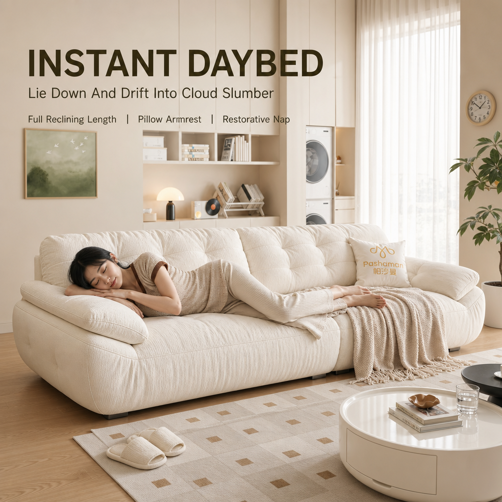 Cloud‑Like Deep Seating Sofa, Cream Corduroy Oversized Couch with Phone Holder & USB Charging for Living Room
