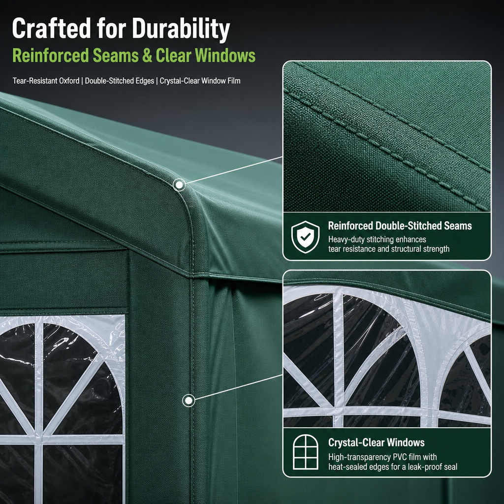 Heavy‑Duty All‑Weather Carport, Fully Enclosed Portable Vehicle Shelter with Reinforced Steel Frame & Waterproof Oxford Fabric