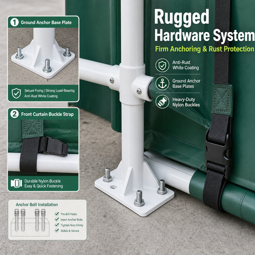Heavy‑Duty All‑Weather Carport, Fully Enclosed Portable Vehicle Shelter with Reinforced Steel Frame & Waterproof Oxford Fabric