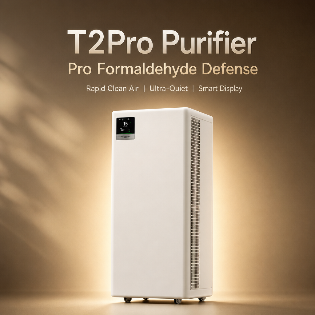 Large Room HEPA Air Purifier, 263m³/h Fast CADR, 99.9% Formaldehyde Elimination with Movable Caster Wheels