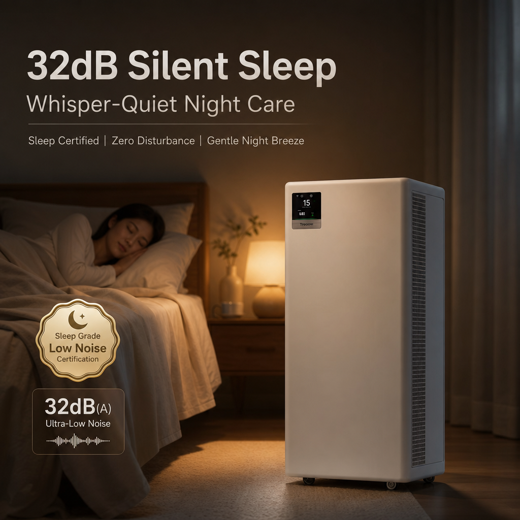 Large Room HEPA Air Purifier, 263m³/h Fast CADR, 99.9% Formaldehyde Elimination with Movable Caster Wheels