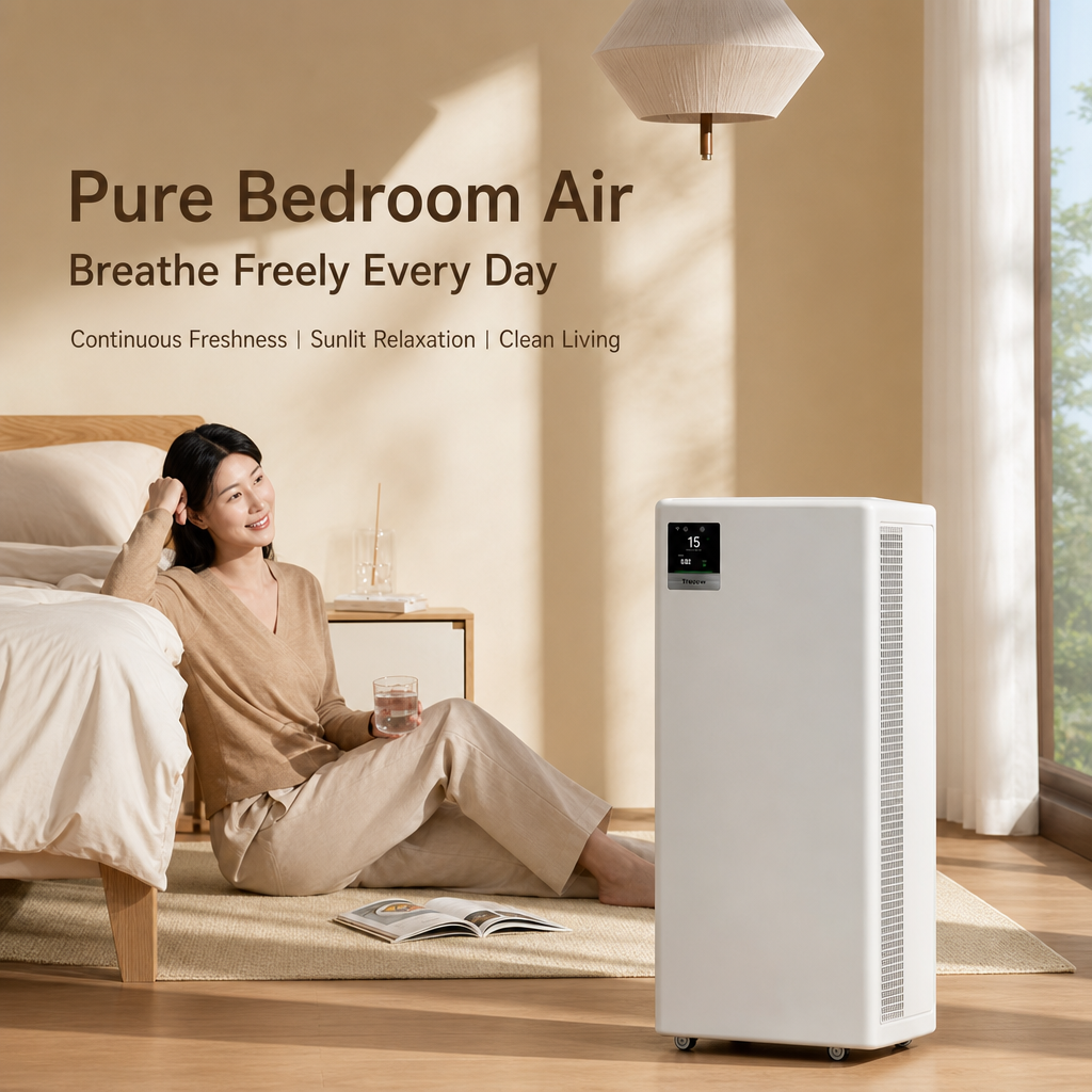 Large Room HEPA Air Purifier, 263m³/h Fast CADR, 99.9% Formaldehyde Elimination with Movable Caster Wheels