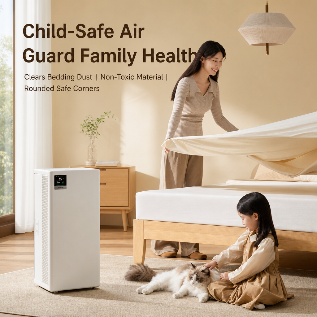 Large Room HEPA Air Purifier, 263m³/h Fast CADR, 99.9% Formaldehyde Elimination with Movable Caster Wheels