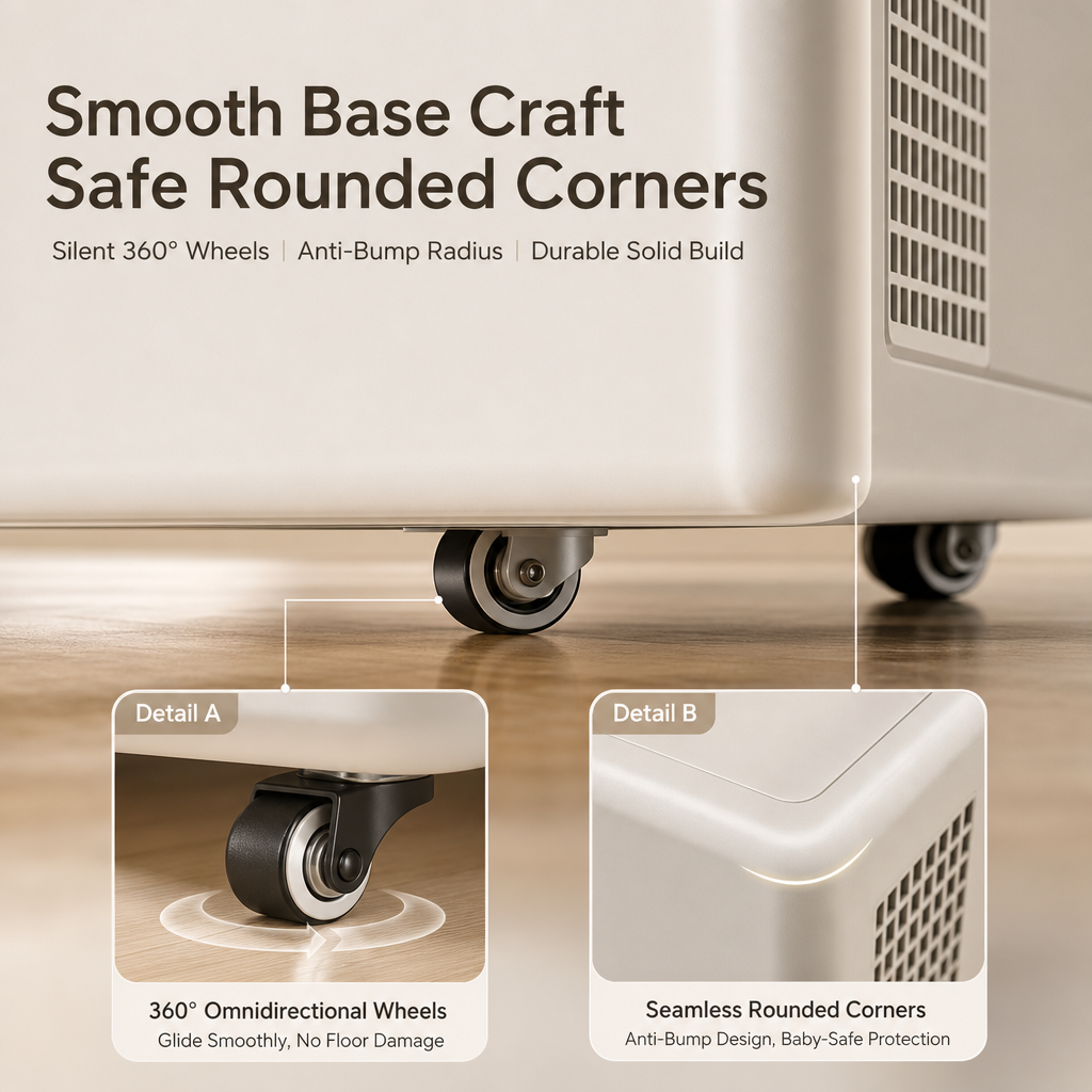 Large Room HEPA Air Purifier, 263m³/h Fast CADR, 99.9% Formaldehyde Elimination with Movable Caster Wheels